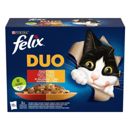 Felix Fantastic Duo Karma dla kotów Wiejskie Smaki mięsne w galaretce 12 x 85 g