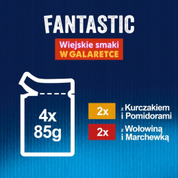Felix Fantastic Karma dla kotów Mięso z warzywami w galaretce 4 x 85 g