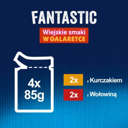 Felix Fantastic Karma dla kotów Wołowina Kurczak w galaretce 4 x 85 g