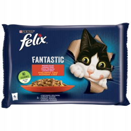 Felix Fantastic Karma dla kotów Wołowina Kurczak w galaretce 4 x 85 g
