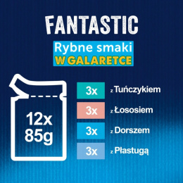 Felix Fantastic Karma dla kotów rybne smaki w galaretce 12 x 85 g