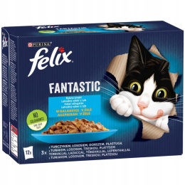 Felix Fantastic Karma dla kotów rybne smaki w galaretce 12 x 85 g