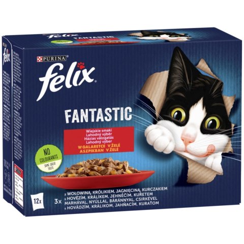 Felix Fantastic Karma dla kotów wiejskie smaki Mięsne w galaretce 12 x 85 g