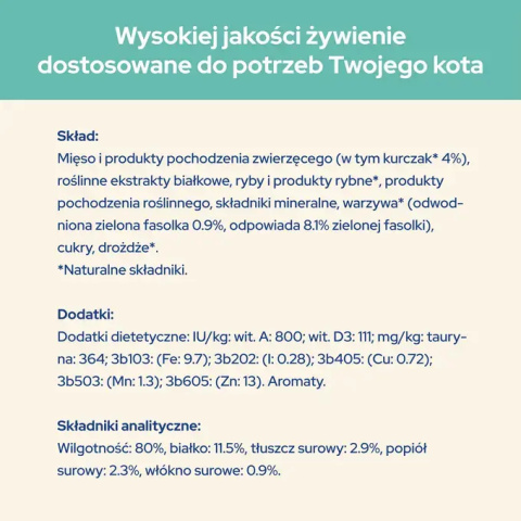 PURINA CAT CHOW Hairball Mokra karma kurczak i zielona fasolka dla kotów 85 g PURINA CAT CHOW Hairball Mokra karma kurczak i zielona fasolka dla kotów 85 g