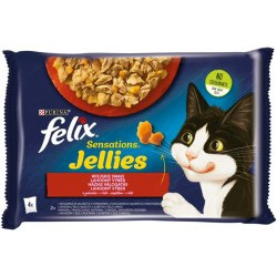 Felix Sensations Jellies Karma dla kotów wiejskie smaki w galaretce 4x 85 g