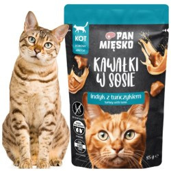 KARMA MOKRA DLA KOTA PAN MIĘSKO SASZETKA INDYK TUŃCZYK 85G BEZZBOŻOWA