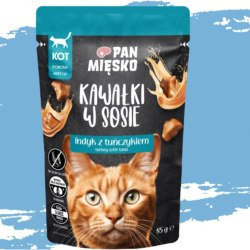 KARMA MOKRA DLA KOTA PAN MIĘSKO SASZETKA INDYK TUŃCZYK 85G BEZZBOŻOWA