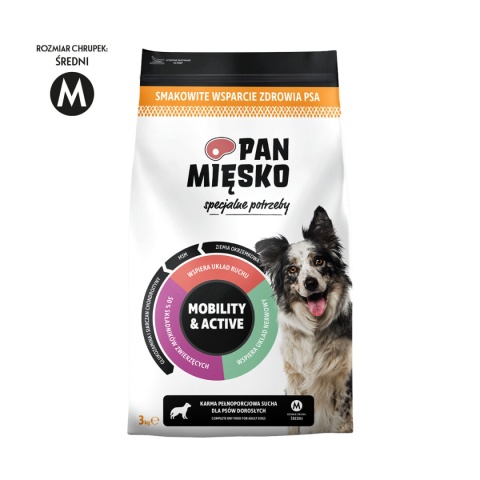 Karma sucha dla psa Pan Mięsko Specjalne potrzeby Mobility & Active (dorosły) chrupki M 3 kg Karma sucha dla psa Pan Mięsko Specjalne potrzeby Mobility & Active (dorosły) chrupki M 3 kg