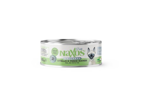 NAXOS CAT STERILIZED Puszka dla kotów sterylizowanych o smaku cielęciny i białej ryby 85g Naxos