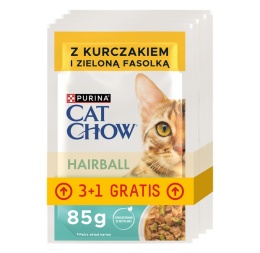 Purina Cat Chow Hairball z kurczakiem i fasolką 4x85g 3 + 1 gratis