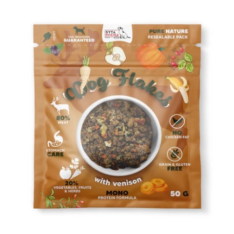 Syta Micha Dog flakes suszona karma dla psa Dziczyzna 50g Syta Micha Dog flakes suszona karma dla psa Dziczyzna 50g