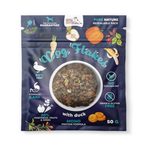 Syta Micha Dog flakes suszona karma dla psa Kaczka 50g Syta Micha Dog flakes suszona karma dla psa Kaczka 50g