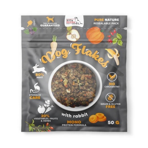 Syta Micha Dog flakes suszona karma dla psa Królik 50g Syta Micha Dog flakes suszona karma dla psa Królik 50g