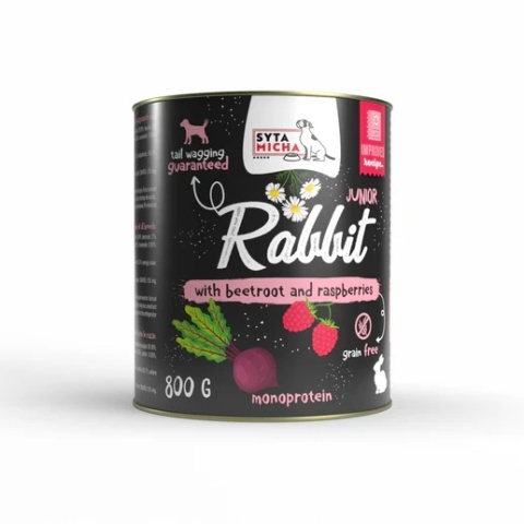 Syta Micha Karma mokra dla szczeniąt królik z burakiem i malinami 800g Syta Micha Karma mokra dla szczeniąt królik z burakiem i malinami 800g