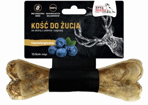 Syta Micha Kość do żucia dla psa hipoalergiczna jeleń z jagodami 13,5cm Syta Micha Kość do żucia dla psa hipoalergiczna jeleń z jagodami 13,5cm