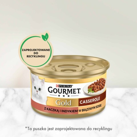 Gourmet Gold Karma dla kotów casserole z kaczką i indykiem w sosie 85 g Gourmet Gold Karma dla kotów casserole z kaczką i indykiem w sosie 85 g