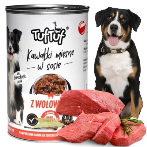 TUF TUF puszka kawałki mięsne z wołowiną dla psa 1250g TUF TUF puszka kawałki mięsne z wołowiną dla psa 1250g