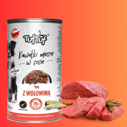 TUF TUF puszka kawałki mięsne z wołowiną dla psa 1250g TUF TUF puszka kawałki mięsne z wołowiną dla psa 1250g