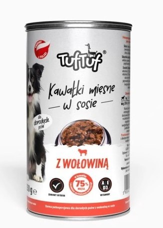 TUF TUF puszka kawałki mięsne z wołowiną dla psa 1250g TUF TUF puszka kawałki mięsne z wołowiną dla psa 1250g