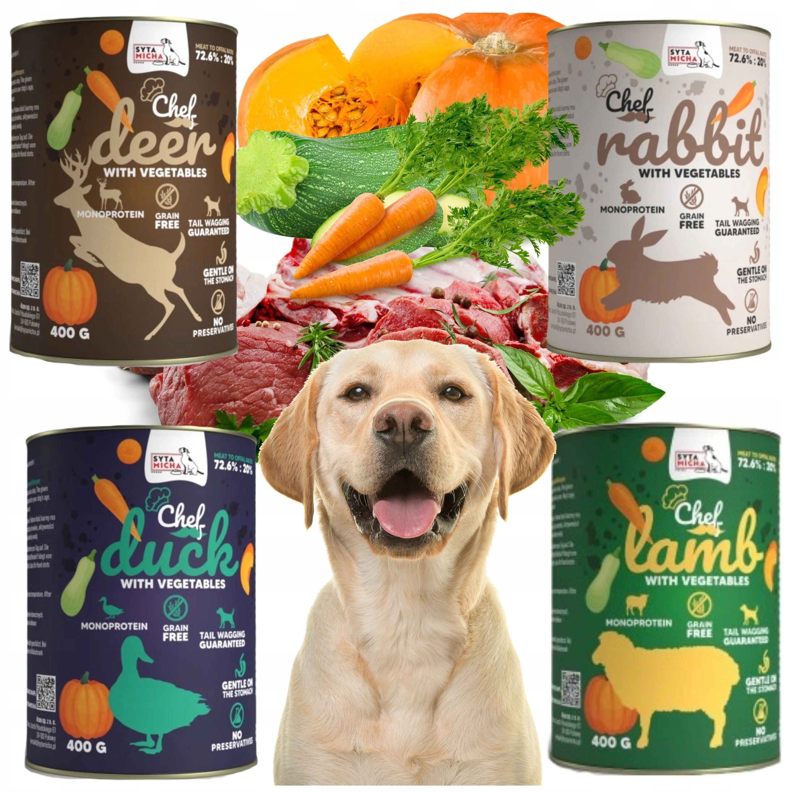 Mokra Karma dla psa Jagnięcina z warzywami 400g bezzbożowa monoproteinowa Wiek zwierzęcia psy dorosłe